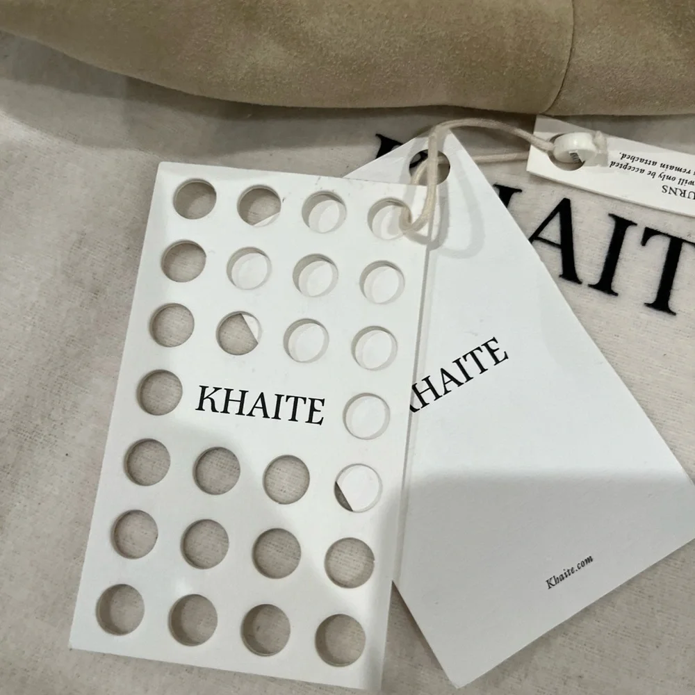 NWT KHAITE Zoe patchwork suede tote bag beige